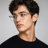 2935 Hand Made Acetate Transparent Rectangle Optical Frame — on model
