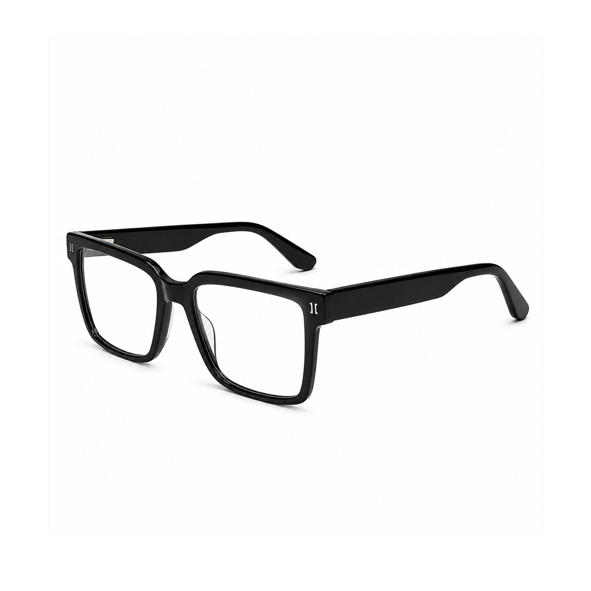 2838 Hand Made Acetate Black Square Optical Frame — three-quarter