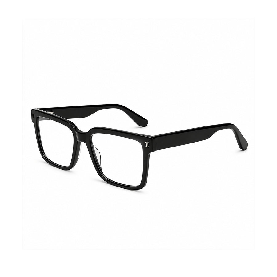 2838 Hand Made Acetate Black Square Optical Frame — three-quarter