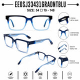 2838 Hand Made Acetate Gradient Blue Square Optical Frame — specification card