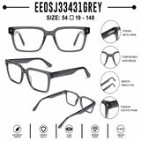 2838 Hand Made Acetate Grey Square Optical Frame — specification card