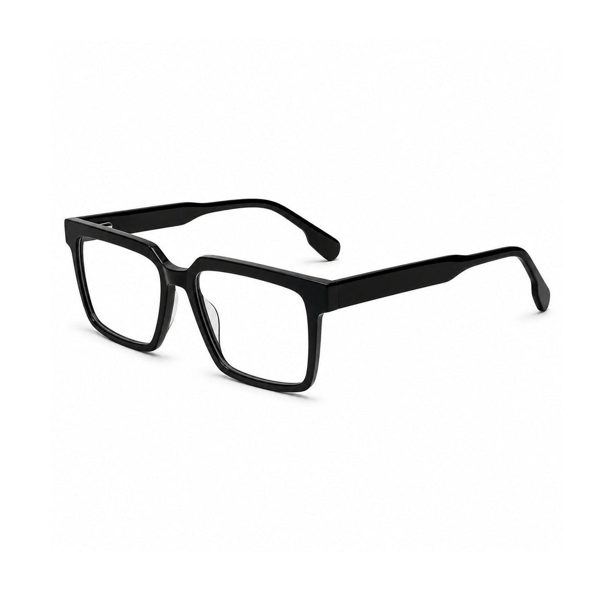 2803 Hand Made Acetate Black Square Optical Frame — three-quarter