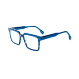 2803 Hand Made Acetate Blue Square Optical Frame — three-quarter