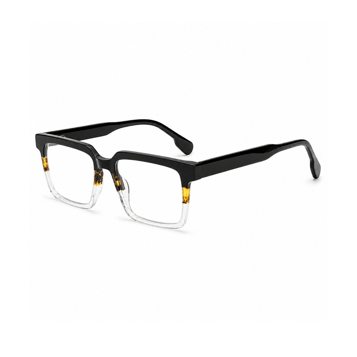 2803 Hand Made Acetate Gradient Black Square Optical Frame — three-quarter