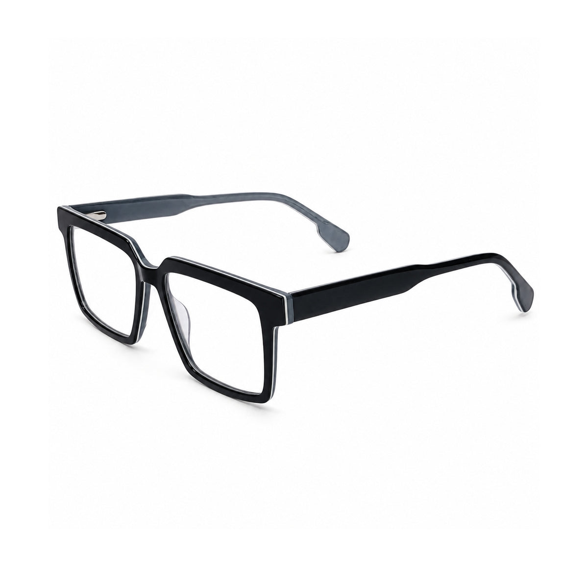 2803 Hand Made Acetate Shaded Black Square Optical Frame — three-quarter