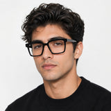 2803 Hand Made Acetate Shaded Black Square Optical Frame — on model