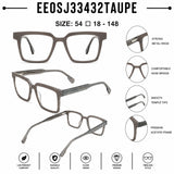 2803 Hand Made Acetate Taupe Square Optical Frame — specification card