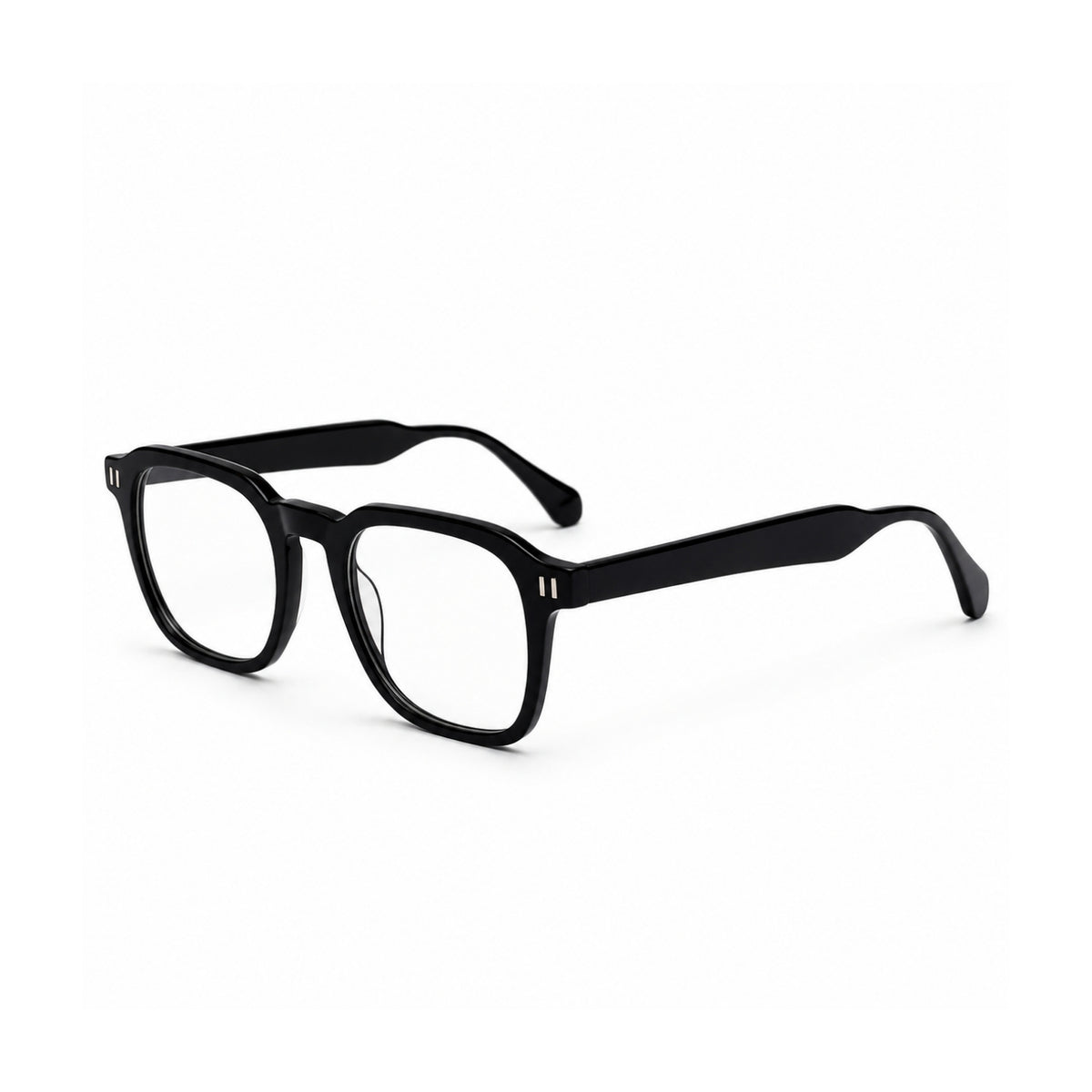 2969 Hand Made Acetate Black Round Optical Frame — three-quarter
