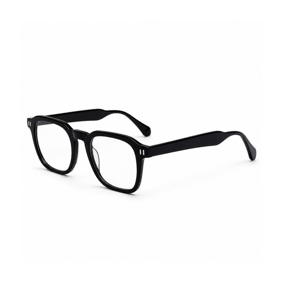 2969 Hand Made Acetate Black Round Optical Frame — three-quarter