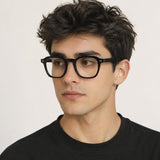 2969 Hand Made Acetate Black Round Optical Frame — on model