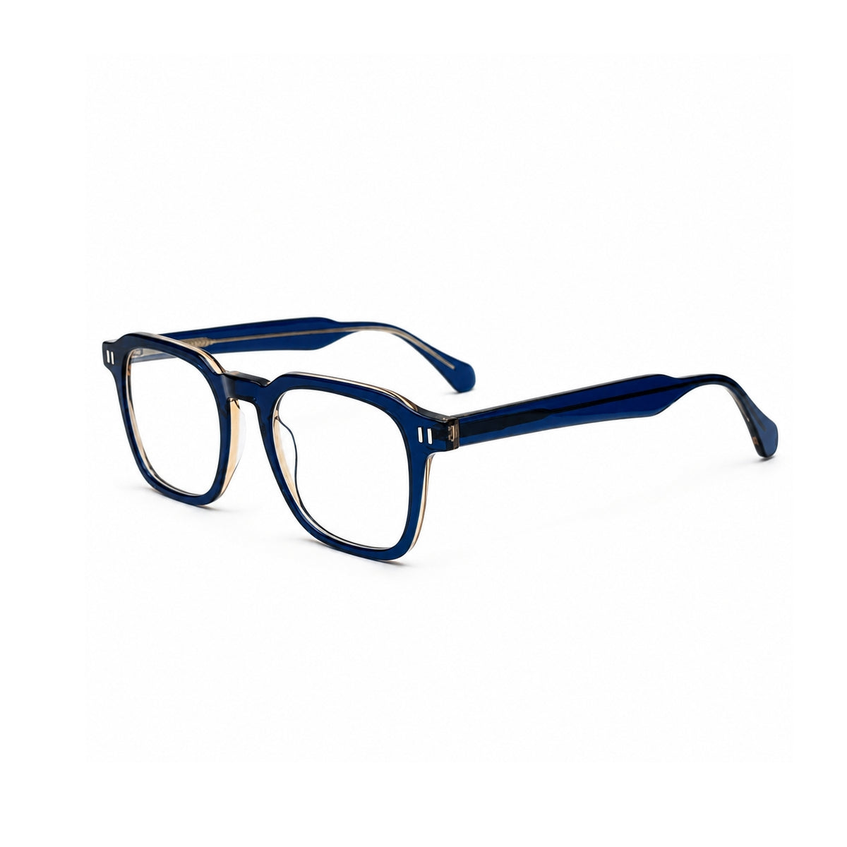 2969 Hand Made Acetate Blue Round Optical Frame — three-quarter