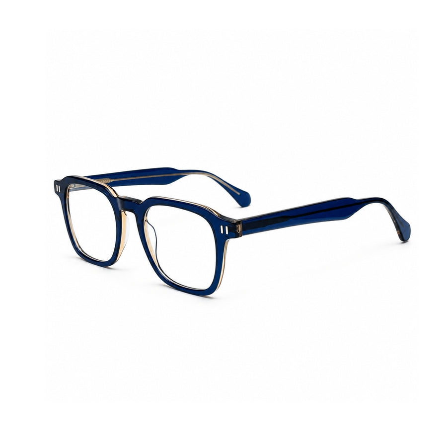 2969 Hand Made Acetate Blue Round Optical Frame — three-quarter