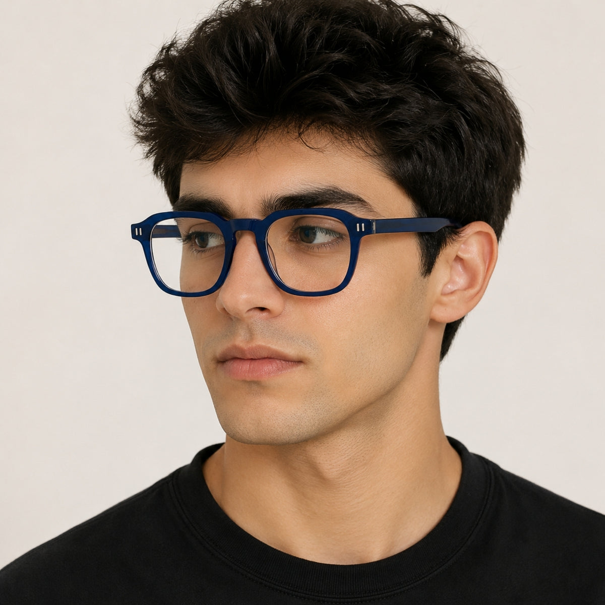 2969 Hand Made Acetate Blue Round Optical Frame — on model