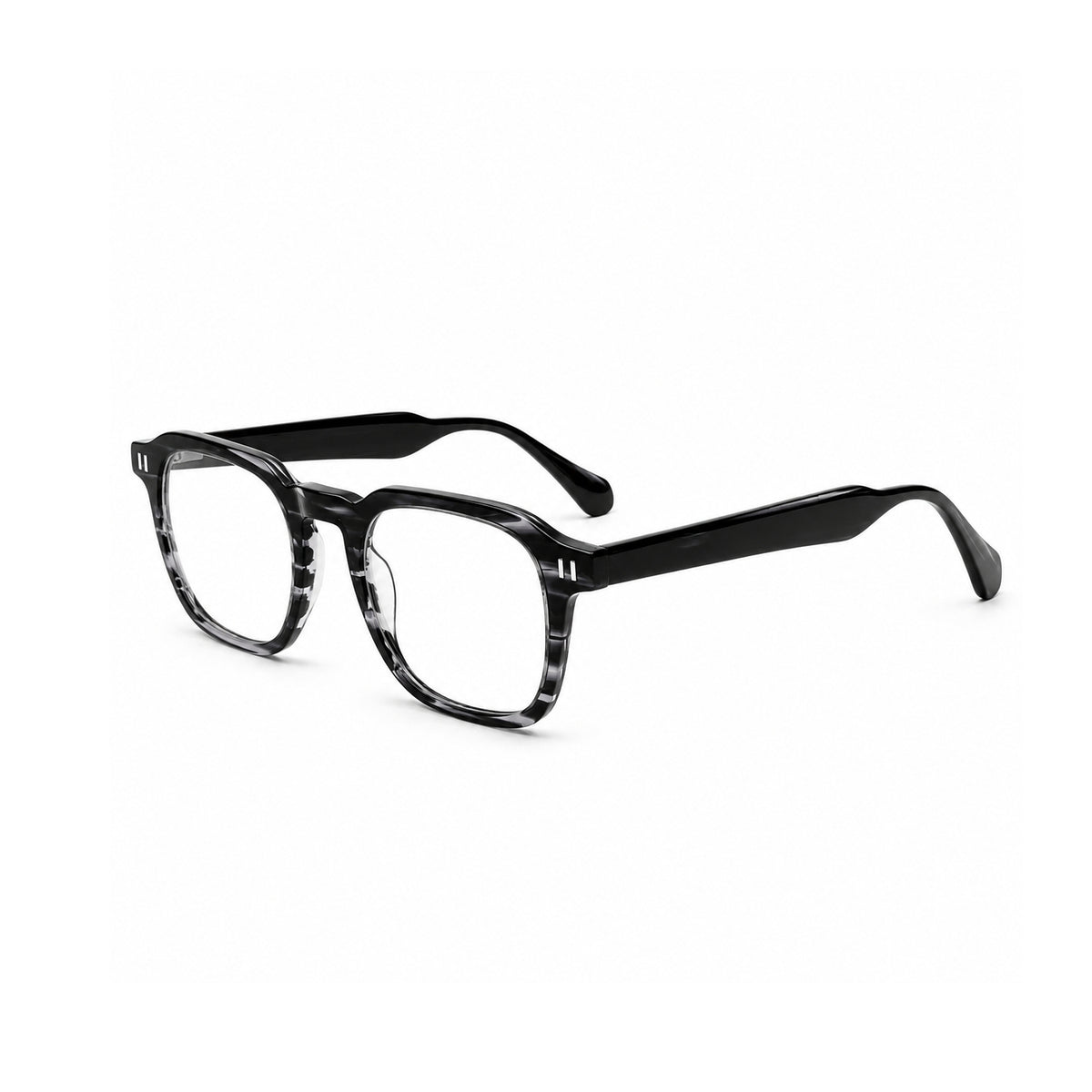 2969 Hand Made Acetate Gradient Grey Round Optical Frame — three-quarter