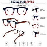 2969 Hand Made Acetate Sapphire Red Round Optical Frame — specification card