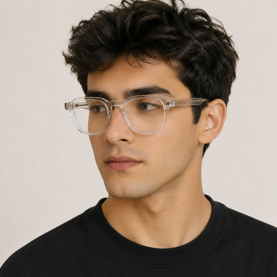2969 Hand Made Acetate Transparent Round Optical Frame — on model