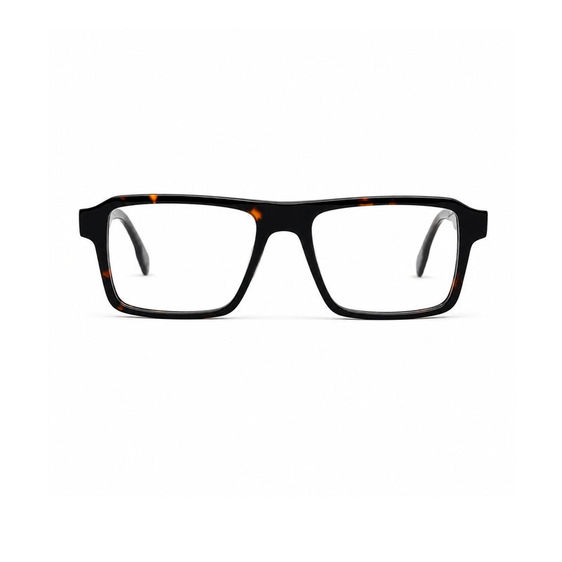 22118 Hand Made Acetate Black Tortoise Rectangle Optical Frame — front