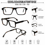 22118 Hand Made Acetate Black Tortoise Rectangle Optical Frame — specification card