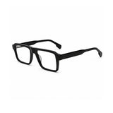 22118 Hand Made Acetate Black Rectangle Optical Frame — three-quarter