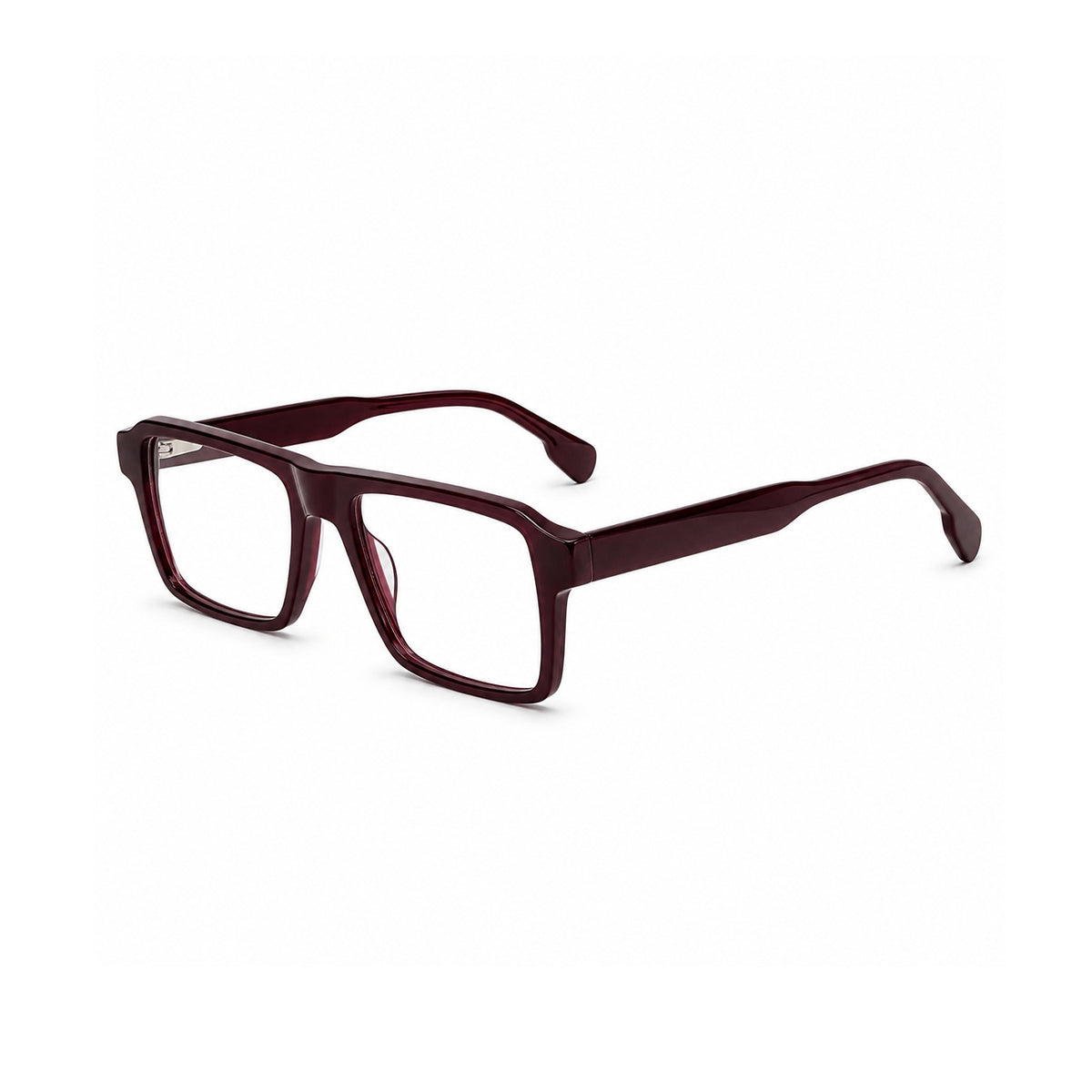 22118 Hand Made Acetate Brown Rectangle Optical Frame — three-quarter