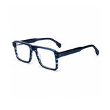 22118 Hand Made Acetate Gradient Blue Rectangle Optical Frame — three-quarter