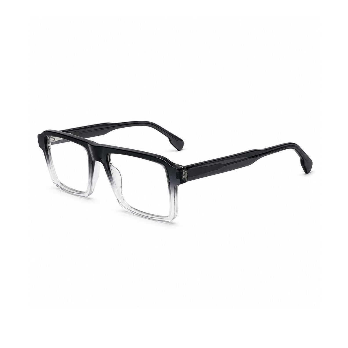 22118 Hand Made Acetate Gradient Grey Rectangle Optical Frame — three-quarter