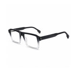 22118 Hand Made Acetate Gradient Grey Rectangle Optical Frame — three-quarter
