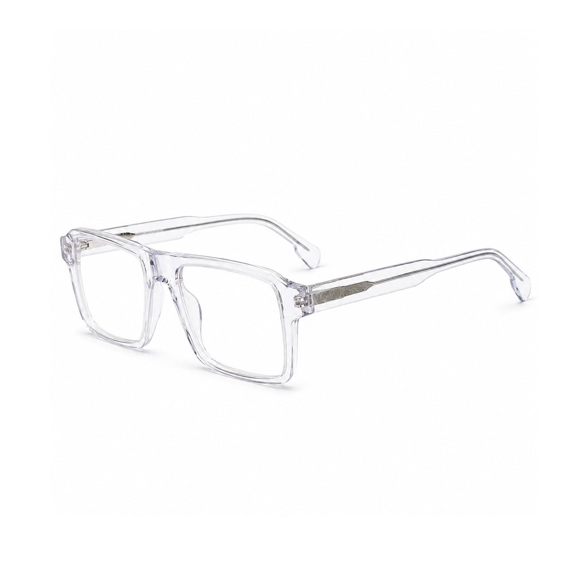 22118 Hand Made Acetate Transparent Rectangle Optical Frame — three-quarter