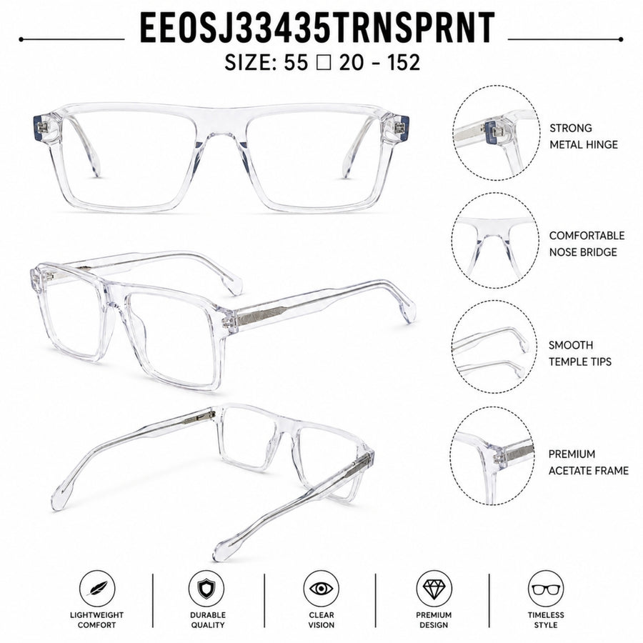22118 Hand Made Acetate Transparent Rectangle Optical Frame — specification card