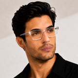 22118 Hand Made Acetate Transparent Rectangle Optical Frame — on model