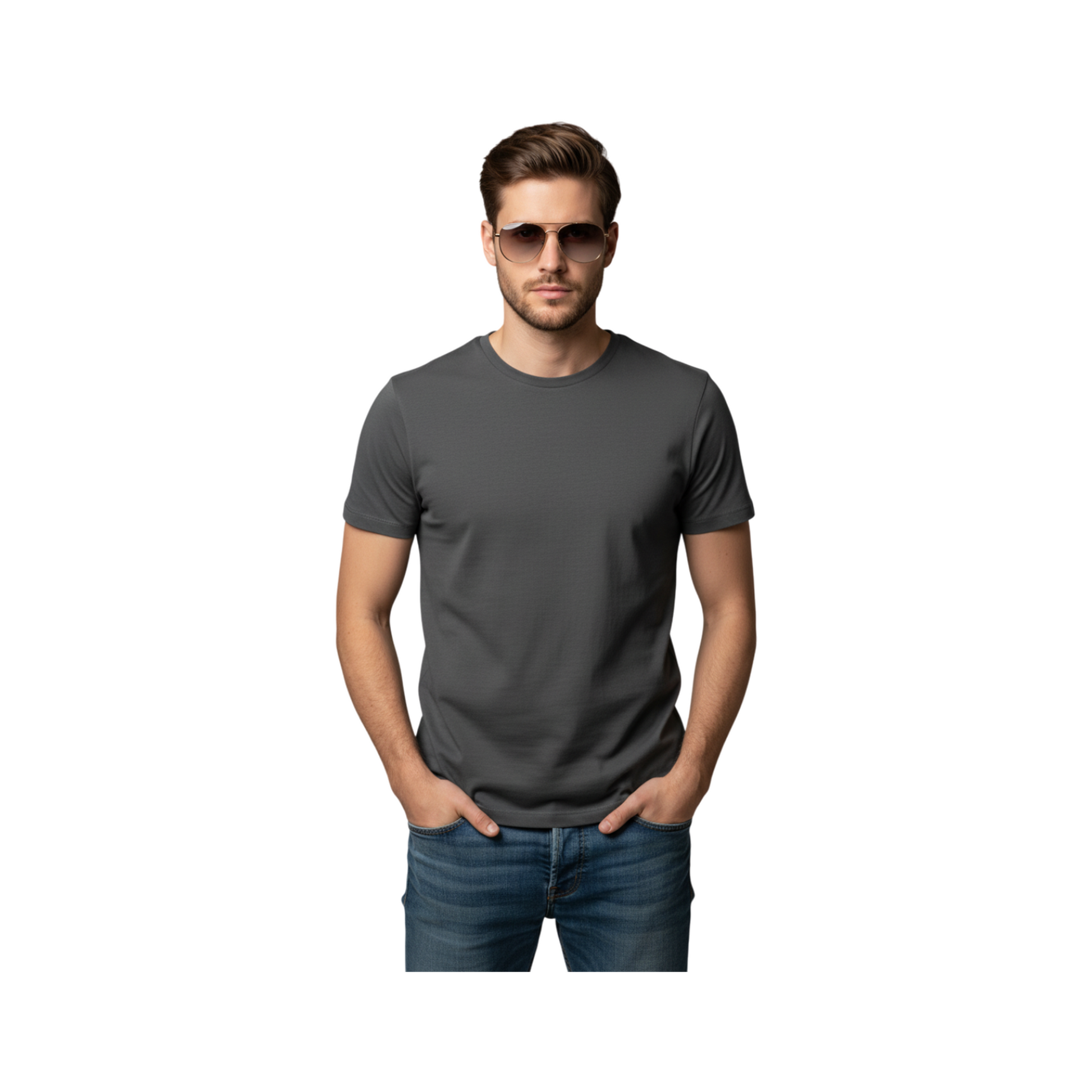 Model wearing Verlin J01 - Gunmetal
