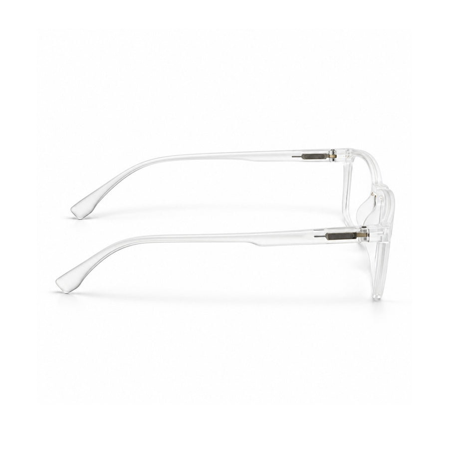 18884 VERLIN Rectangle Optical Frame in Clear Crystal - temple and side view
