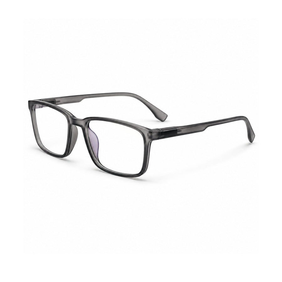 18884 VERLIN Rectangle Optical Frame in Grey Crystal - angled view