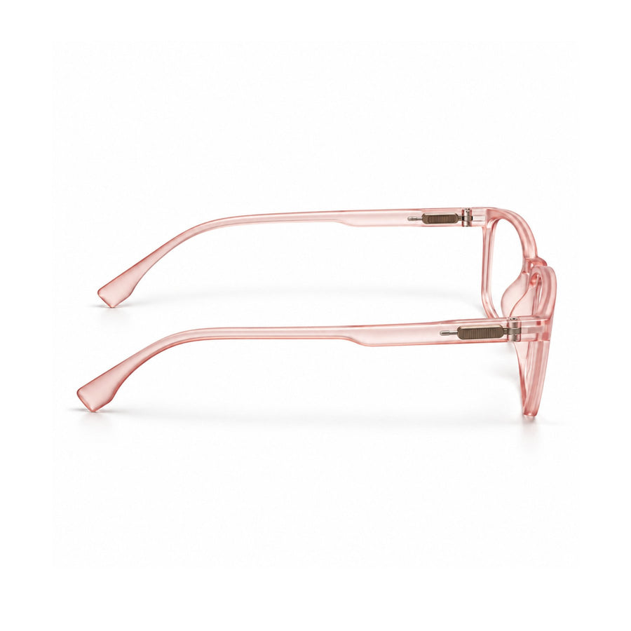 18884 VERLIN Rectangle Optical Frame in Blush Pink - temple and side view