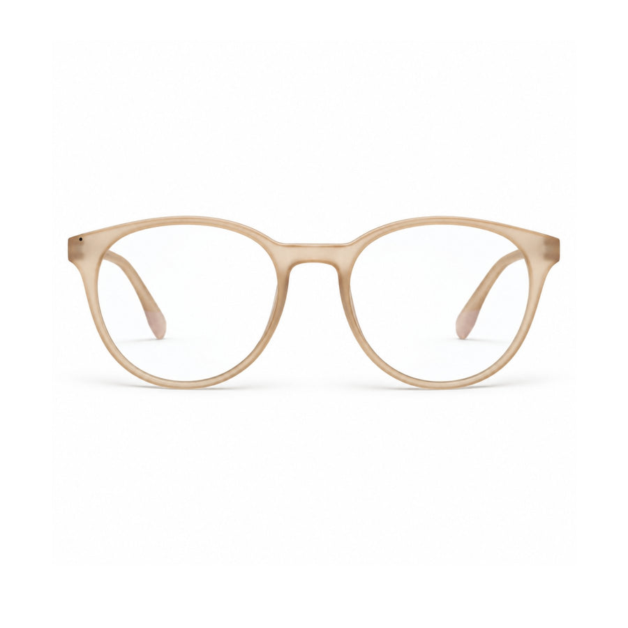 18887 VERLIN Round Optical Frame in Amber - front view
