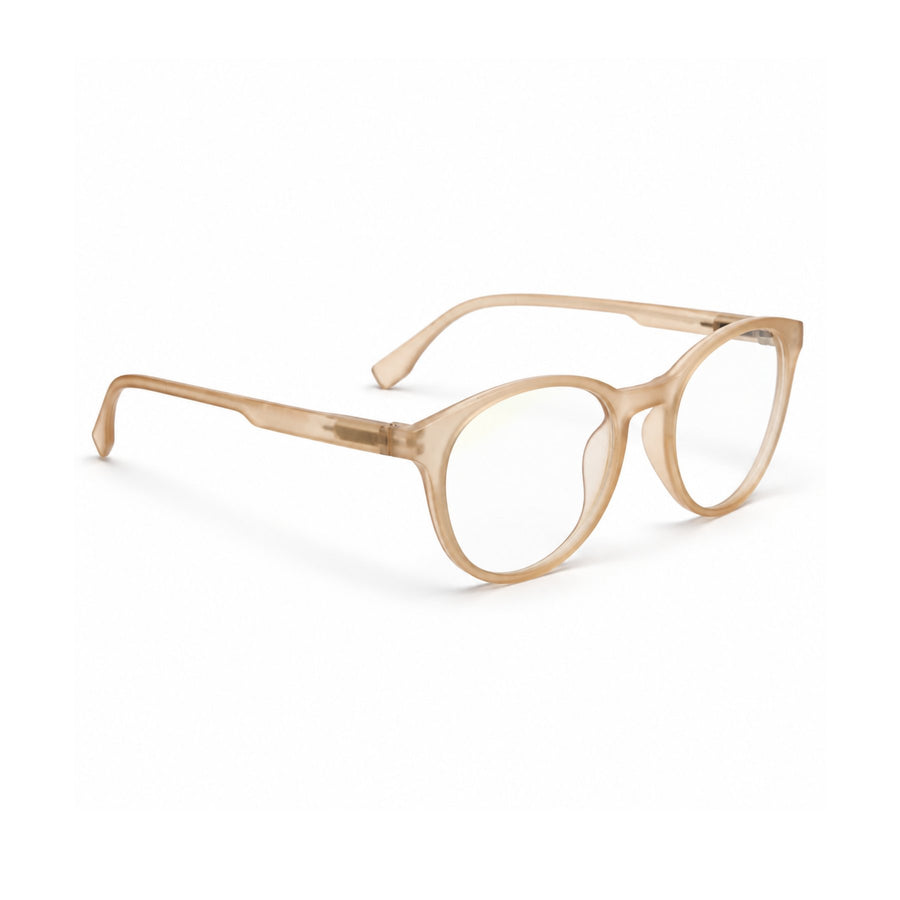 18887 VERLIN Round Optical Frame in Amber - opposite angle