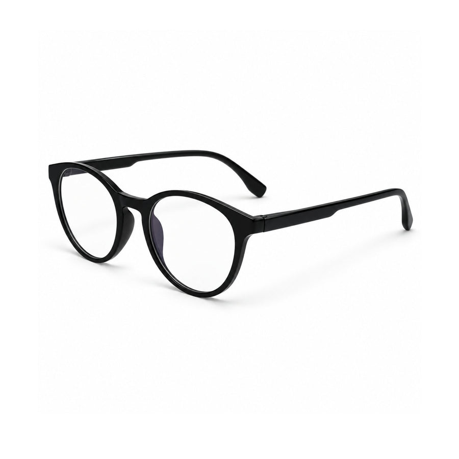 18887 VERLIN Round Optical Frame in Black - angled view