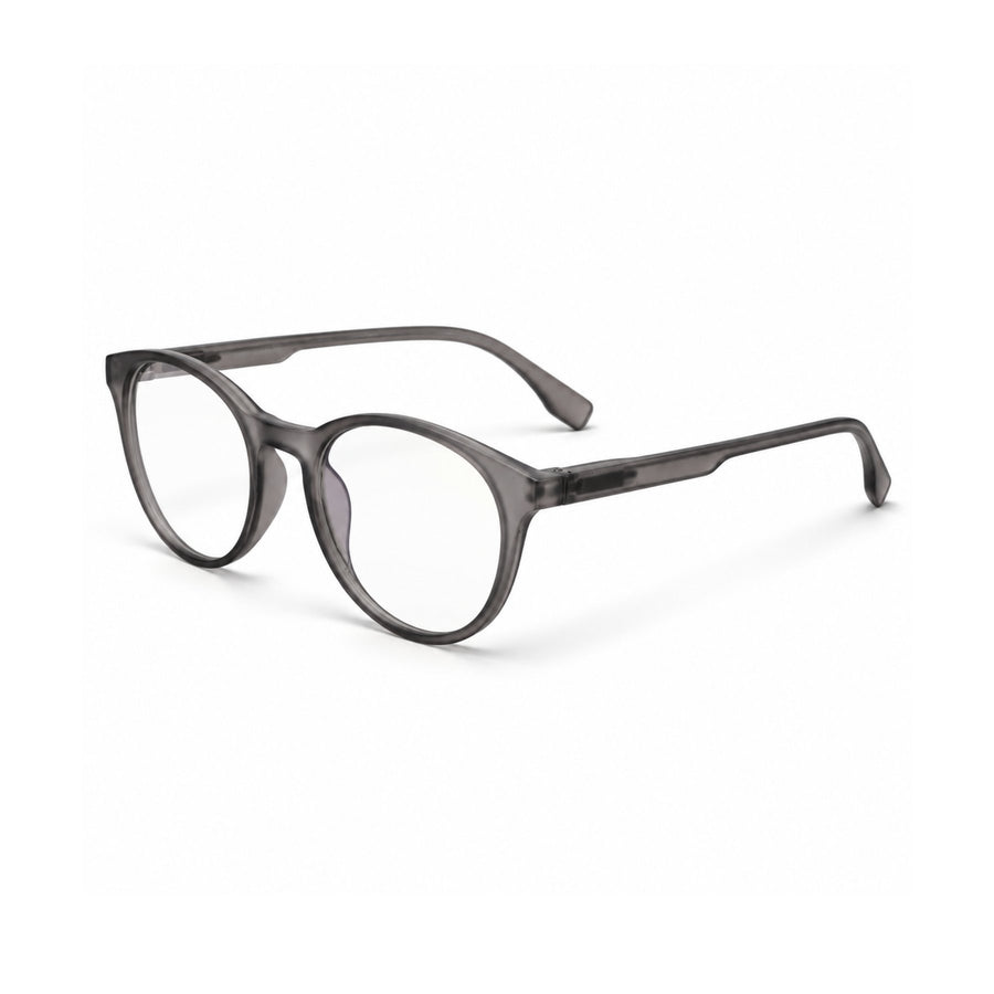 18887 VERLIN Round Optical Frame in Grey Crystal - angled view