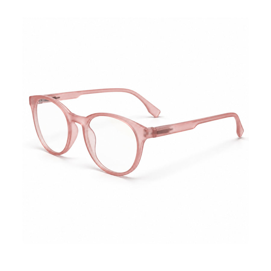18887 VERLIN Round Optical Frame in Blush Pink - angled view