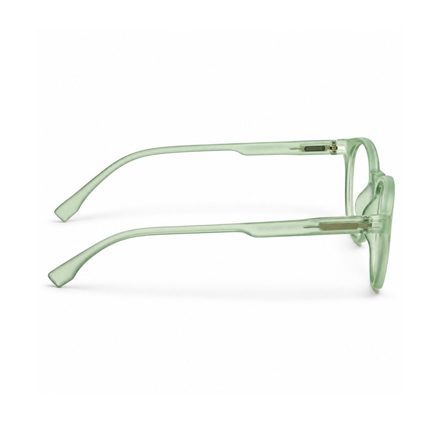 18887 VERLIN Round Optical Frame in Sage Green - temple and side view