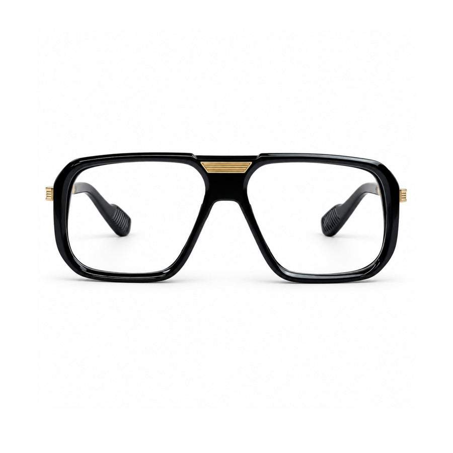 VERLIN 6067 Black Gold navigator optical frame, front view, 55-15-143 mm