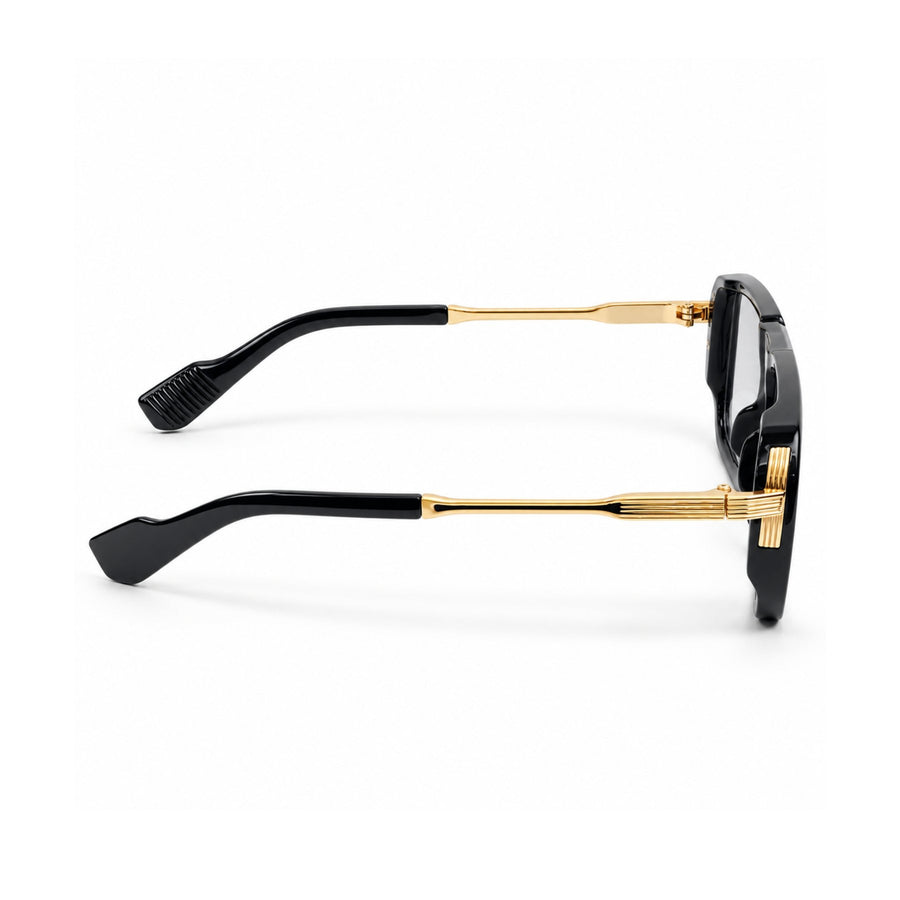 VERLIN 6067 Black Gold navigator frame, temple and hinge detail