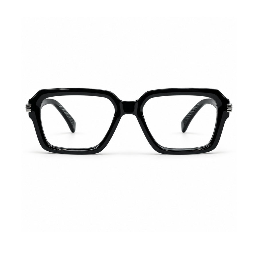 VERLIN 6104 Black square optical frame, front view, 52-18-142 mm