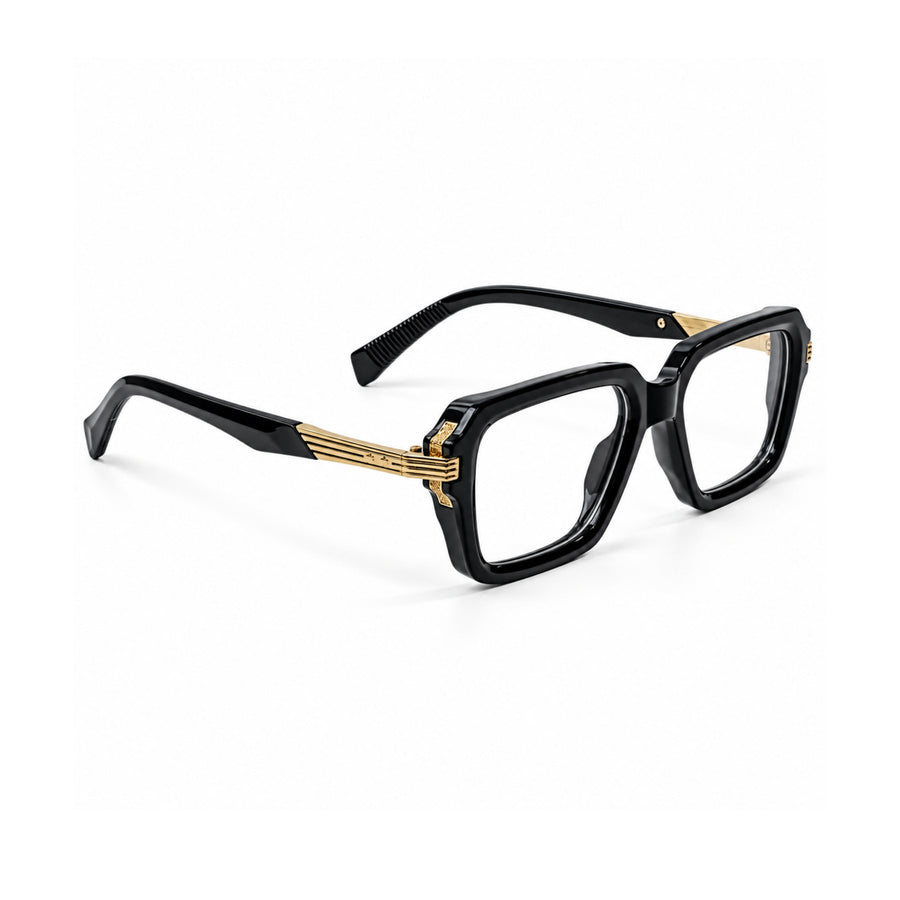 VERLIN 6104 Black Gold square frame, angled view