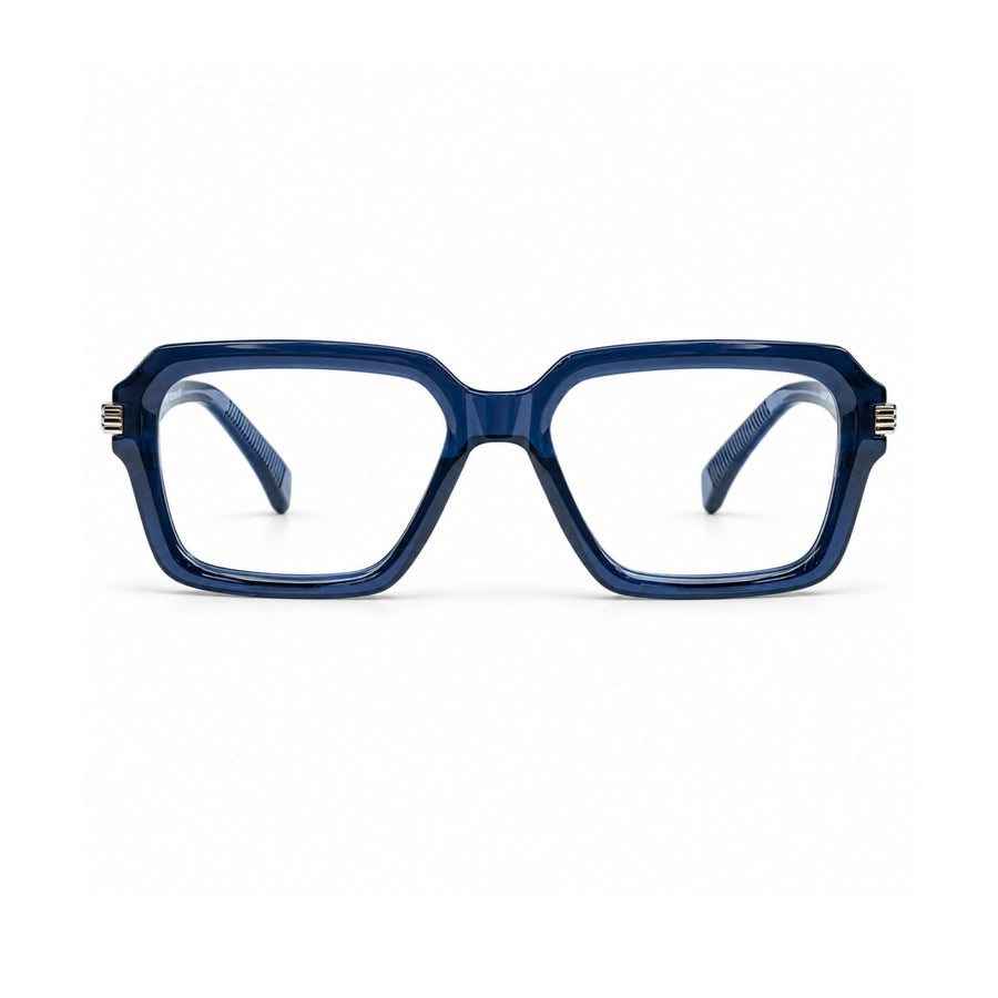 VERLIN 6104 Navy Blue square optical frame, front view, 52-18-142 mm