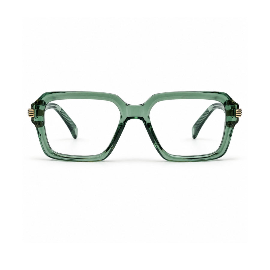 VERLIN 6104 Sage Green square optical frame, front view, 52-18-142 mm