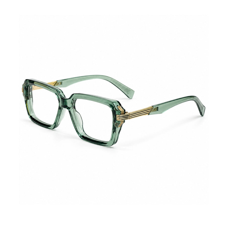 VERLIN 6104 Sage Green square frame, three-quarter view