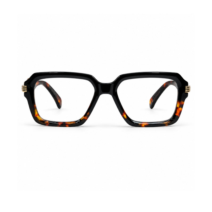 VERLIN 6104 Tortoise square optical frame, front view, 52-18-142 mm