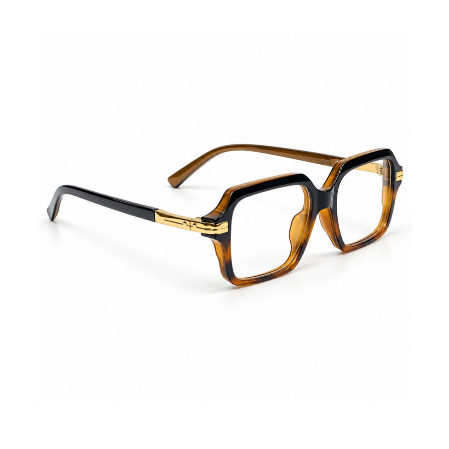 VERLIN 6115 Amber Tortoise square frame, angled view