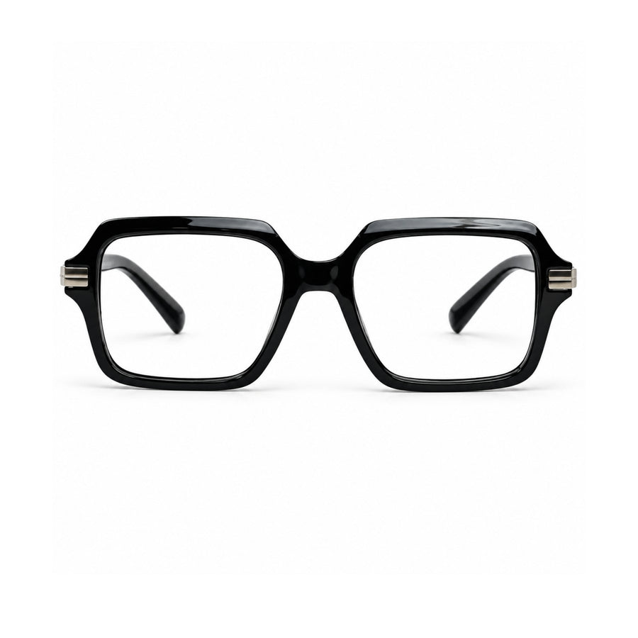 VERLIN 6115 Black square optical frame, front view, 53-18-143 mm